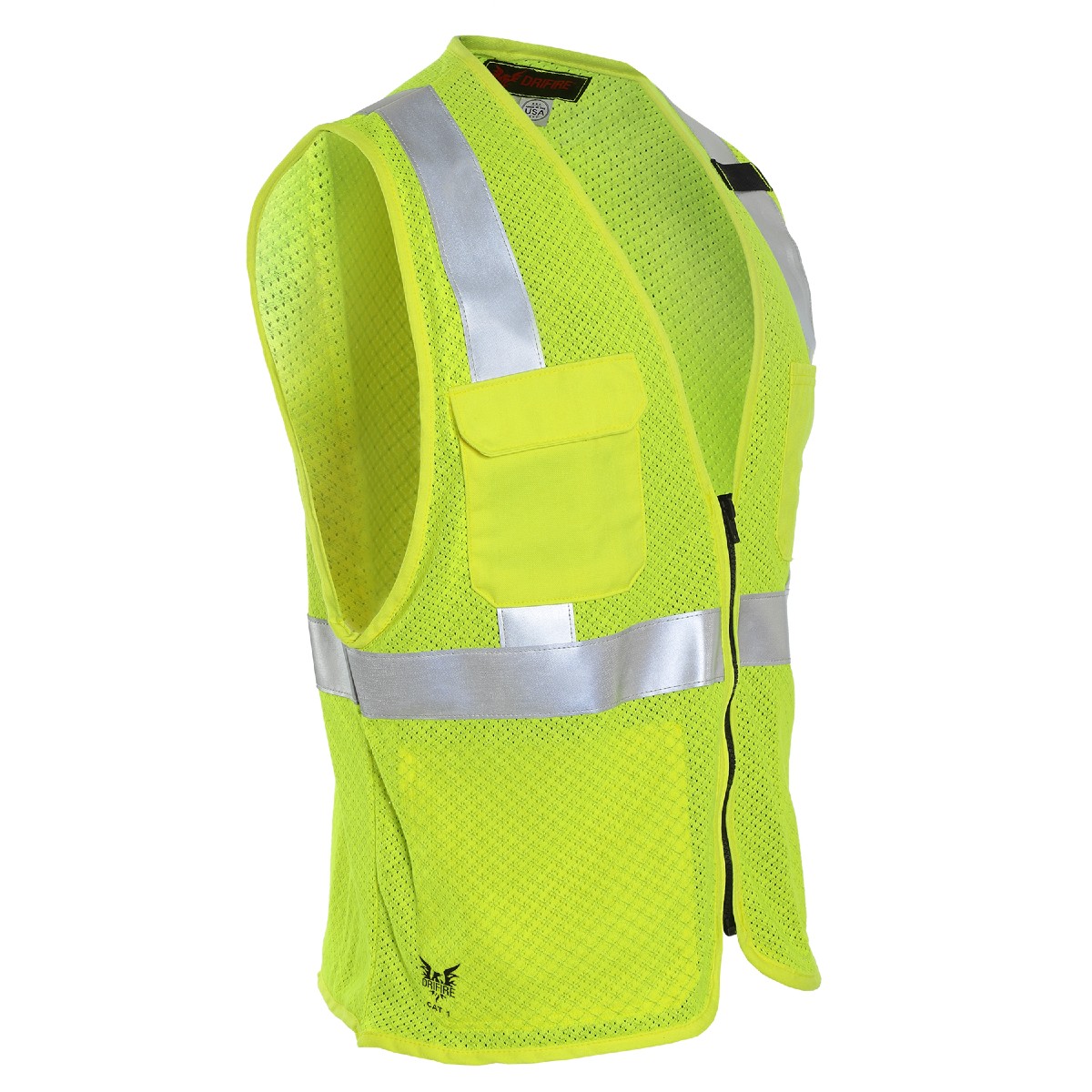 DRIFIRE FR Anti-Stat Hi-Vis Mesh Class 2 Vest in Fluorescent Yellow